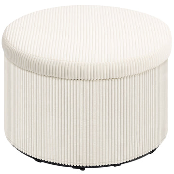 Voetenbank met 97L opbergruimte - Rond zitbankje | Kleur: Bruin | Afmetingen: 60x60x41 cm