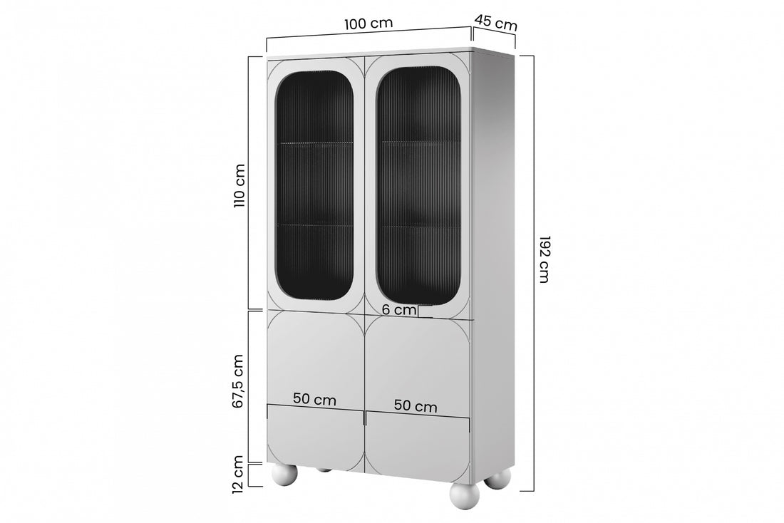 Sonatia II vitrinekast 100 cm - Modern, mat MDF met glasplanken | Kleur: Kasjmier