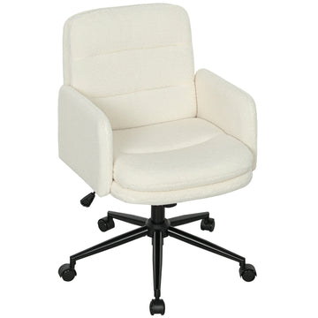 Mobiele bureaustoel met armleuningen | Kleur: Wit | Afmetingen: 61.5x65x91-101 cm