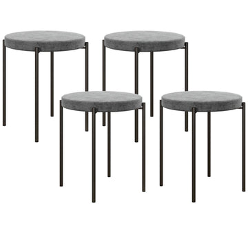 Set van 4 gestoffeerde stapelbare keukenkrukken | Kleur: Grijs | Afmetingen: 41.5x41.5x46 cm