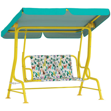 2-zits Hollywoodschommel voor kinderen met zonnedak | Kleur: Groen | Afmetingen: 75x112x120 cm