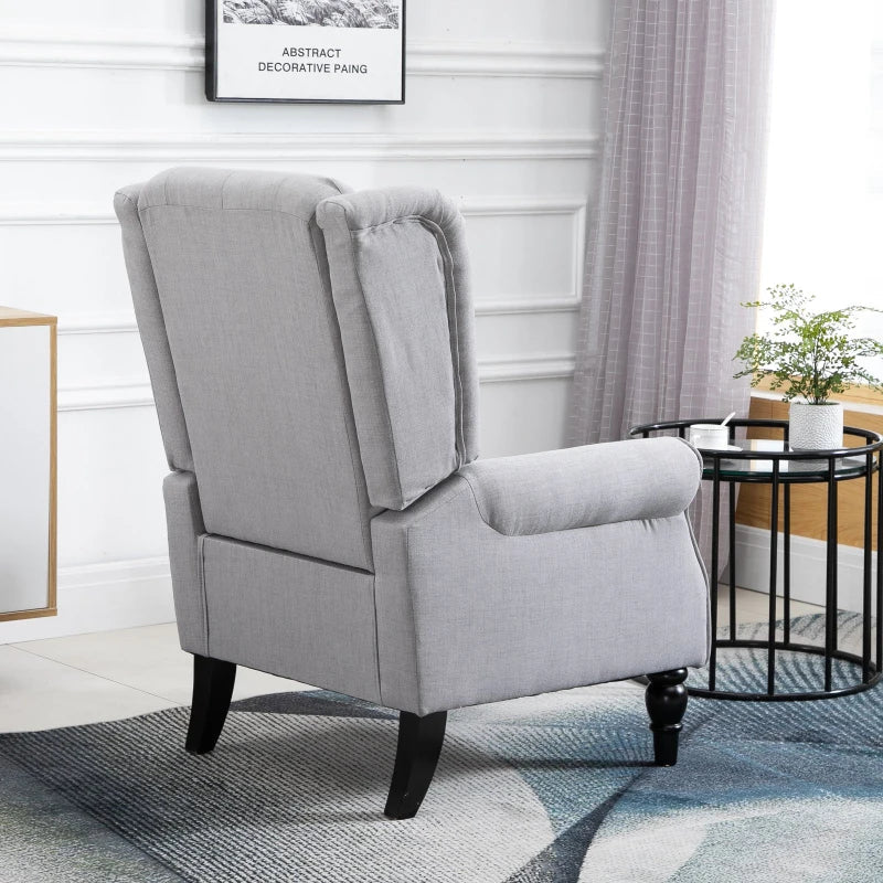 Grijze fauteuil - Gestoffeerde vleugelstoel | Kleur: Grijs | Afmetingen: 74x86x102 cm