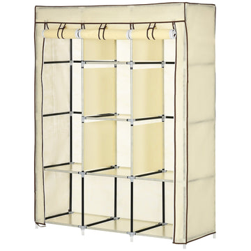 Stoffenkast met 8 legplanken en 2 kledingstangen | Kleur: Bruin | Afmetingen: 43x125x162.5 cm