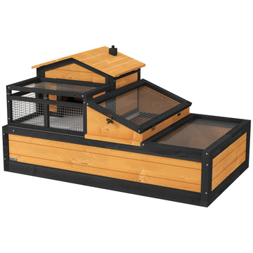 Schildpaddenverblijf met 2 niveaus | Kleur: Geel + zwart | Afmetingen: 65x112x60 cm