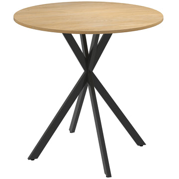 Ronde keukentafel 80 cm - Compacte eettafel | Kleur: Bruin + zwart | Afmetingen: 80x80x75 cm