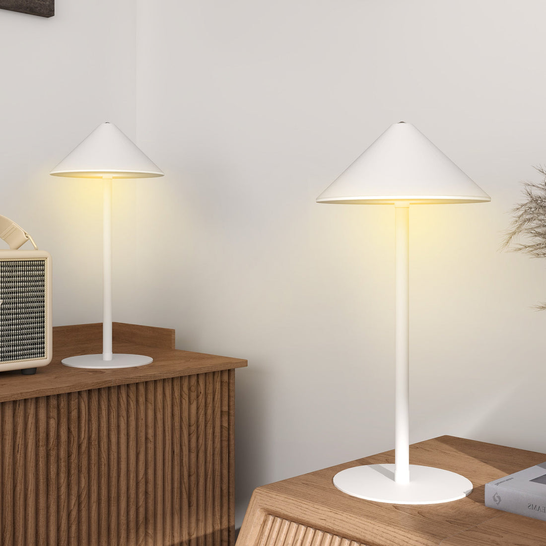 LED-tafellamp met touchschakelaar en USB-kabel | Kleur: Wit | Afmetingen: 15x15x31.5 cm