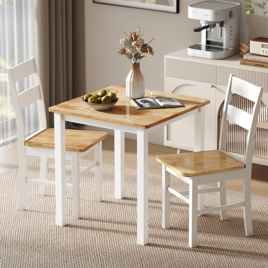 Keukenstoelen set van 2 - Wit en bruin | Kleur: Wit, bruin | Afmetingen: 40x50.5x88.5 cm