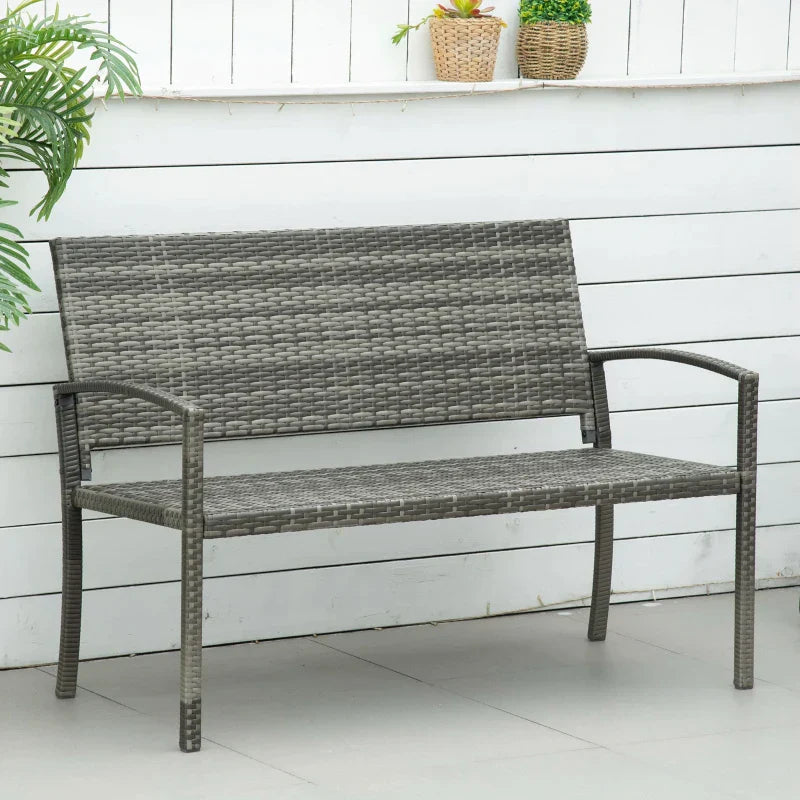 Rattan-Gartenbank für 2 Personen – Braun | Farbe: Braun | Abmessungen: 122x60x87 cm