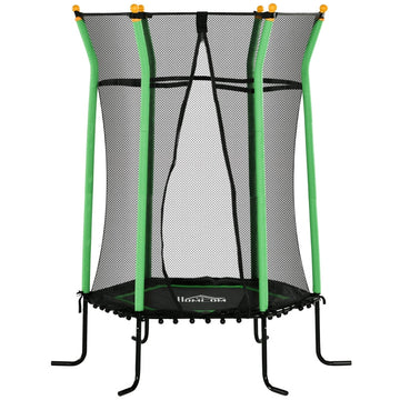 Kindertrampoline met veiligheidsnet | Kleur: Zwart+Groen | Afmetingen: 163.5x163.5x190 cm