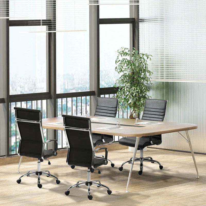 Ergonomischer Bürostuhl mit hoher Rückenlehne und Wippfunktion | Farbe: Schwarz