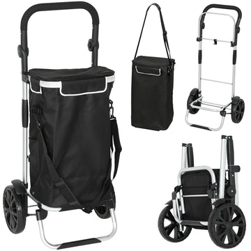 Boodschappentrolley 3-in-1 40L met koelvak | Kleur: Zwart, zilver | Afmetingen: 35.5x45.5x97 cm