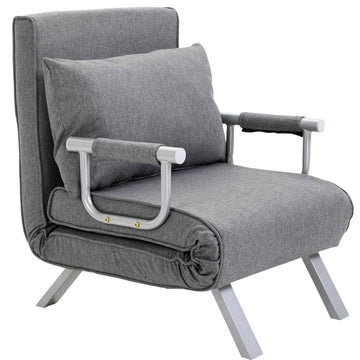 Grijze fauteuil met ligfunctie en logeerbed | Kleur: Grijs | Afmetingen: 69x65x80 cm