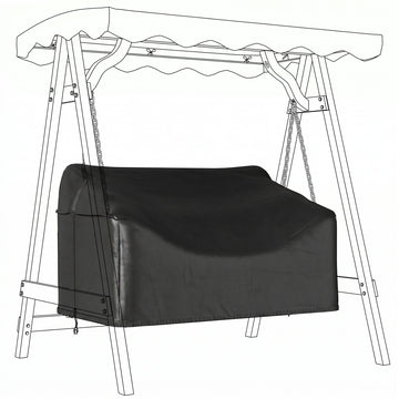 2-zits Tuinschommelhoes, waterdicht 420D Oxford | Kleur: Zwart | Afmetingen: 76x142x81 cm