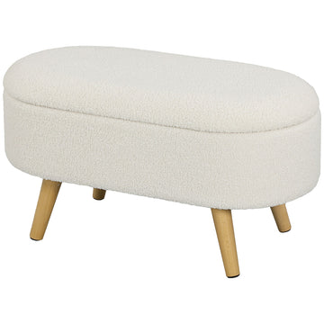 Opbergbankje met klep en opbergruimte | Kleur: Wit | Afmetingen: 41x82x45 cm