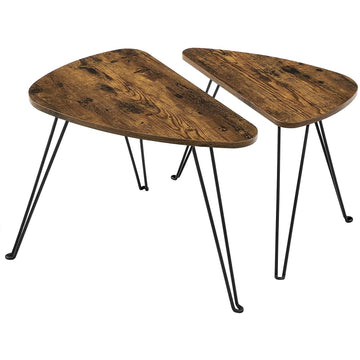 Set van 2 bijzettafels - hout, industrieel, bruin/zwart - 60 x 38 x 47,5 cm