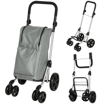 Boodschappentrolley 46 L met koeltas, 6 wielen | Kleur: Grijs | Afmetingen: 58x44x100 cm