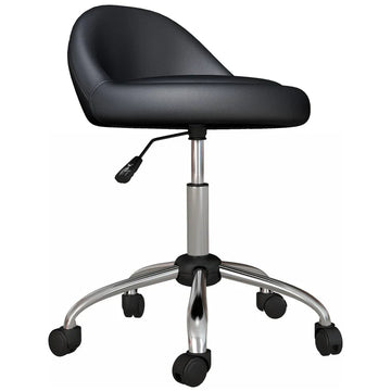 Verstelbare werkkruk met rugleuning en wielen | Kleur: Zwart | Afmetingen: 35x35x63-83 cm