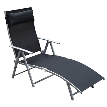 Lounger - verstelbare ligstoel | Kleur: Zwart | Afmetingen: 63.5x137x100.5 cm