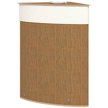 Hoek-wasmand van bamboe, 55 liter | Kleur: Bruin | Afmetingen: 35x35x60 cm
