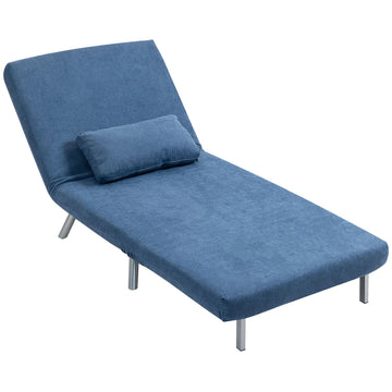 Fauteuil met bedfunctie en kussen | Kleur: Blauw | Afmetingen: 75x80x83 cm