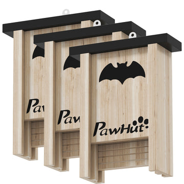 3-delige vleermuizenkastset voor tuin | Kleur: Bruin, Zwart | Afmetingen: 18x6x22.5 cm