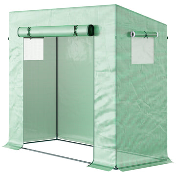 Foliekas met oproldeur en zijraam - Kweekkas | Kleur: Groen | Afmetingen: 76x200x168 cm