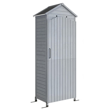 Houten tuinkast - extra hoge gereedschapsschuur | Kleur: Grijs | Afmetingen: 85x58x213 cm