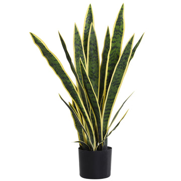Kunstmatige slangenplant 77 cm - Kunstplant in pot | Kleur: Groen | Afmetingen: 15x15x77 cm