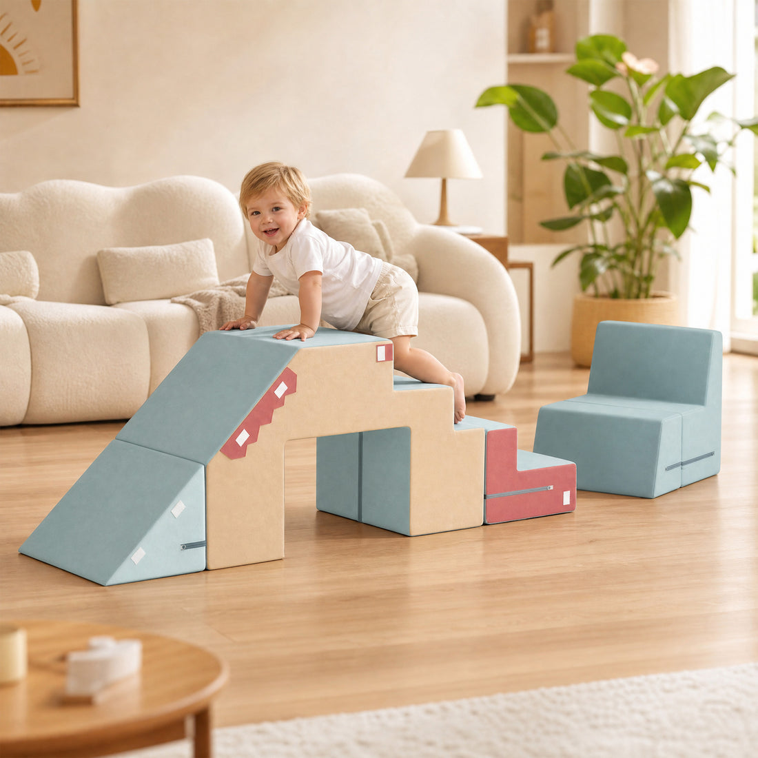 2-delige Softplay Schuimblokken voor Peuters | Kleur: Meerkleurig | Afmetingen: 79x39x44 cm