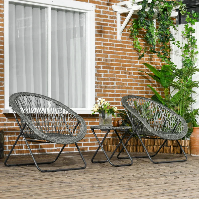 3-teiliges Gartenmöbelset mit 2 Stühlen und Tisch | Farbe: Grau | Abmessungen: 76x77x78 cm