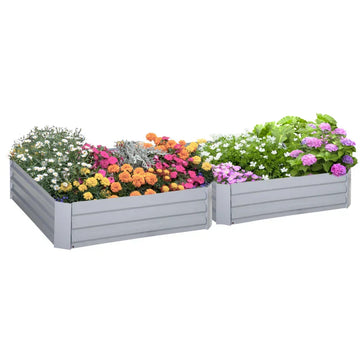 Set van 2 verhoogde metalen plantenbakken | Kleur: Grijs | Afmetingen: 100x100x30 cm