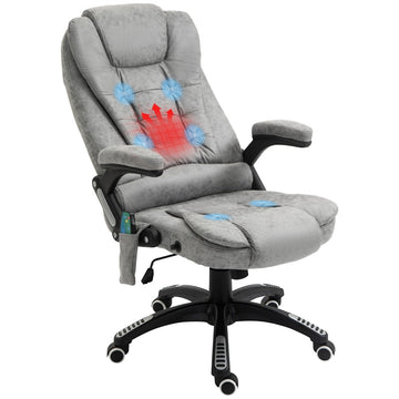 Massage bureaustoel met verwarming | Kleur: Grijs | Afmetingen: 68x72x110-120 cm
