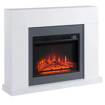Elektrische LED-haard met afstandsbediening | Kleur: Wit | Afmetingen: 113x26,6x87,5 cm
