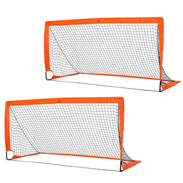 Voetbaldoelset met 2 doelen en draagtas | Kleur: Oranje | Afmetingen: 90x183x90 cm