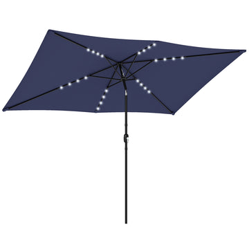 LED solar balkonscherm met zwengel | Kleur: Marineblauw | Afmetingen: 198x289x248 cm
