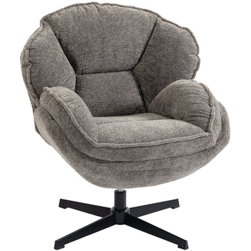 Moderne wingback-fauteuil - Fluwelen draaifauteuil | Kleur: Grijs | Afmetingen: 76x86x88 cm