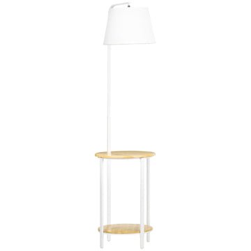 Vloerlamp met planken - Bamboe | Kleur: Naturel + wit | Afmetingen: 39,5x43x162 cm