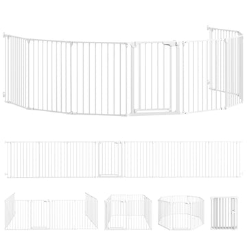 Opvouwbare hondenren met deur - 8 panelen | Kleur: Wit | Afmetingen: 61x3x75 cm