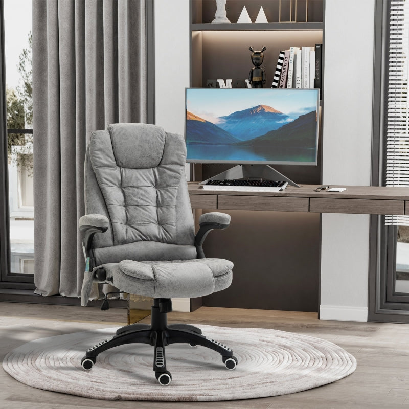 Massage bureaustoel met verwarming | Kleur: Grijs | Afmetingen: 68x72x110-120 cm