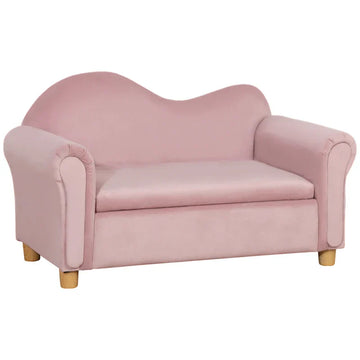 Kinderbank 2-zits met opbergruimte | Kleur: Roze | Afmetingen: 41,5x84x48,5 cm