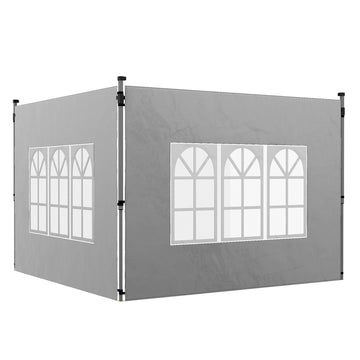 Paviljoen zijwanden 3x3/3x4 m met raam, 2-delig | Kleur: Hellgrijs | Afmetingen: 295x195 cm