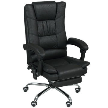 Massage bureaustoel met voetsteun | Kleur: Zwart | Afmetingen: 70x64x118 cm
