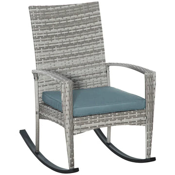 Schommelstoel voor buiten - Polyrattan tuinstoel | Kleur: Grijs | Afmetingen: 88x66x98 cm