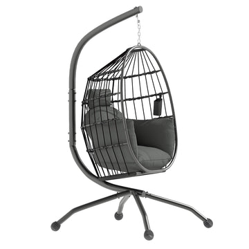 Hangstoel voor buiten met inklapbare mand | Kleur: Grijs | Afmetingen: 88x120x192 cm