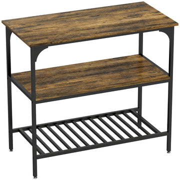 Bakkersrek met 3 etages - Keukenrek | Kleur: Bruin, zwart | Afmetingen: 50x100x90 cm