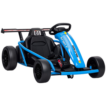 24V elektrische go-kart voor kinderen 8-12 jaar, blauw | Kleur: Blauw | Afmetingen: 77x119x54 cm
