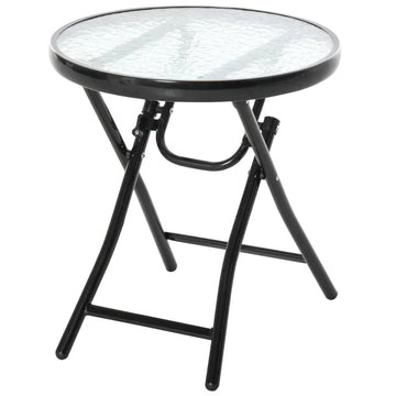 Opvouwbare bistrotafel met glazen tafelblad | Kleur: Zwart | Afmetingen: 45x45x50 cm