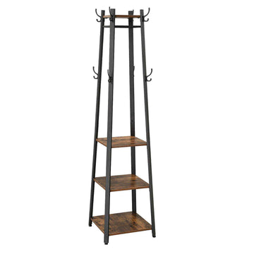 Kapstok industrieel metaal/hout bruin/zwart 45 x 45 x 181 cm