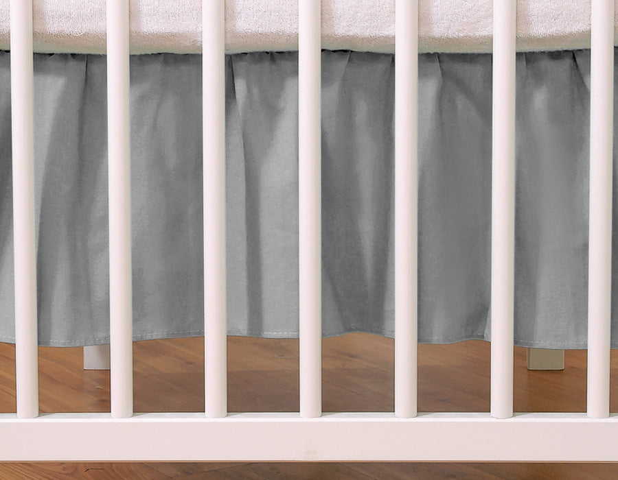 Spjälsäng med dammvolang - maskeringsvolang - snygg finish - 140x70 cm - bomull - antracit