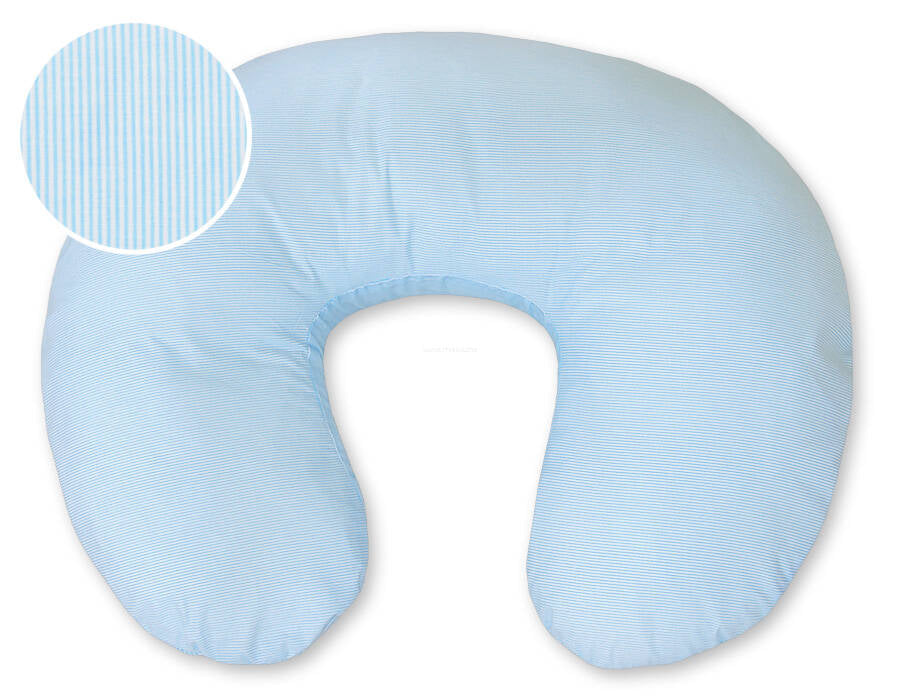 Voedingskussen, zwangerschapskussen, ergonomisch en comfortabel, blauw gestreept, 100% katoen